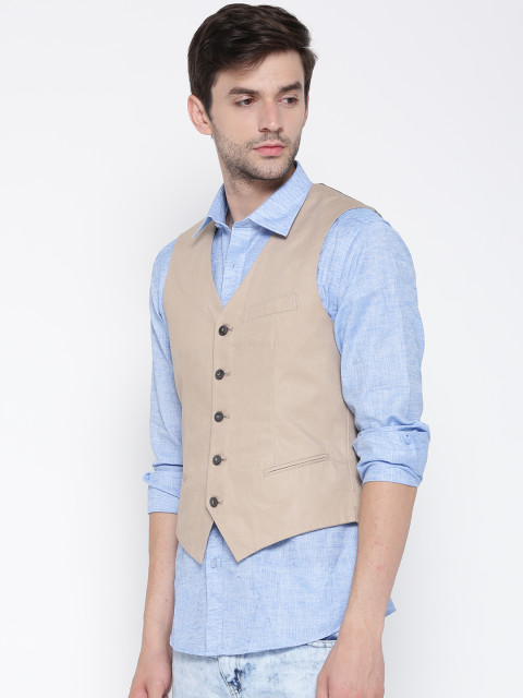 Forever 21 Beige and Charcoal Grey Waistcoat