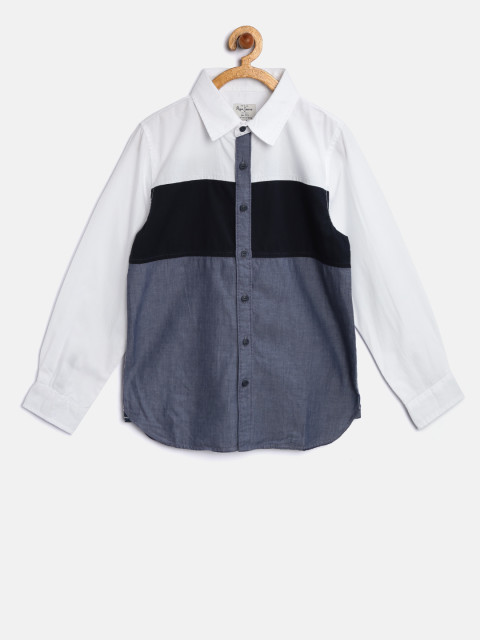 Pepe Jeans Boys White Colourblocked Shirt