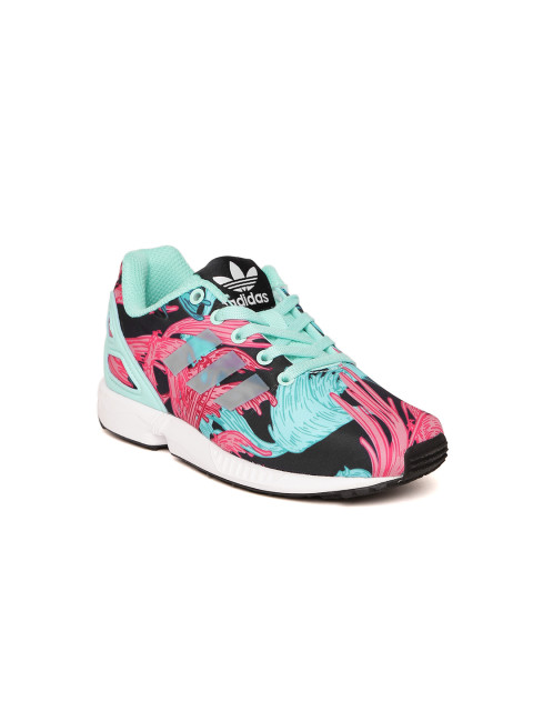 Adidas Kids Sea Green and Pink ZX Flux